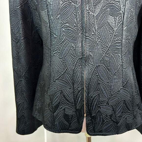 HOBBS Marilyn Anselm Black Textured Jacquard Zip Front Jacket Women’s Size 10 - Picture 2 of 13